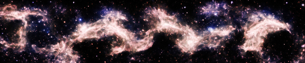 Fototapeta na wymiar Space galaxy panorama. Long side scenic image of the universe.