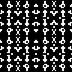 Seamless pattern. Shapes ornament. Tribe motif. Ethnic embroidery background. Tribal wallpaper. Figures, squares, rectangles image. Ancient backdrop. Digital paper, web design, textile print. Vector