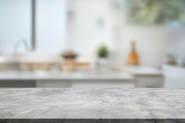 Wooden table or surface on the background of a beautiful kitchen