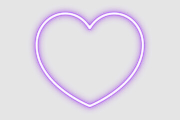 neon purple heart isolated on white background