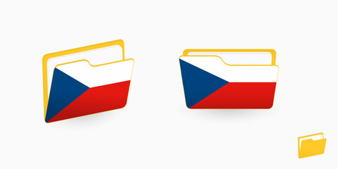 Czech Republic flag on two type of folder icon. - obrazy, fototapety, plakaty