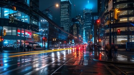 Fototapeta na wymiar Dialy Life in Night Time Downtown Toronto