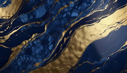 Blue polished marble with gold veins 