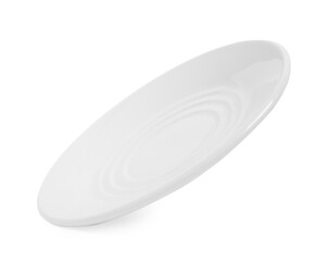 One clean ceramic saucer isolated on white