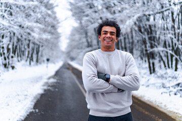 Athlete smiling as he finishes his training, he's happy with his results