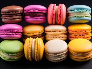 Colorful Macarons French Dessert Isolated on White Background AI Generated