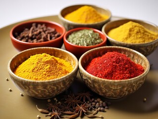 Colorful Spices Variety Cooking Ingredients Isolated on White Background AI Generated