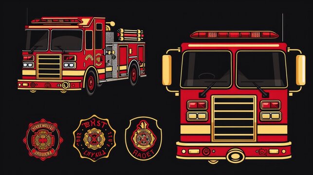 vector fire department emblems and design