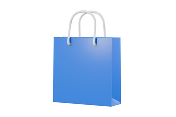 3D Minimal blue Paper bags or shopping bags icon isolated on pink background. Online shopping concept. shopping bag packaging concept.3d shopping bag minimal cartoon design creative icon. 3d rendering