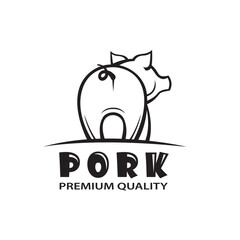 monochrome illustration of pig isolated on white background