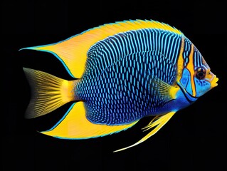 Naklejka premium Exotic Tropical Fish Aquarium Marine Life Isolated on White Background AI Generated