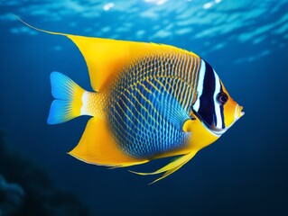 Naklejka premium Exotic Tropical Fish Aquarium Marine Life Isolated on White Background AI Generated