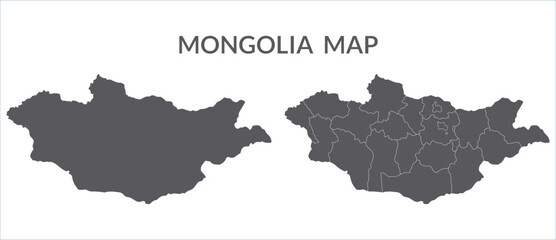 Mongolia map. Map of Mongolia in set grey color