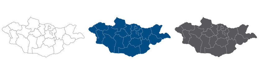 Mongolia map. Map of Mongolia administrator provinces  in set
