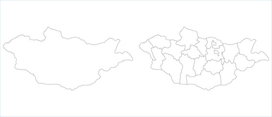 Mongolia map. Map of Mongolia in set
