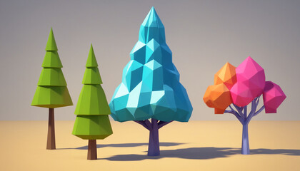 colorful tree background low poly forest