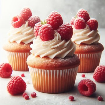 Beautiful cupcakes decorated with berries.