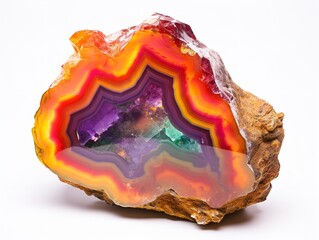 Fototapeta premium Polished Geode Crystal Natural Beauty Isolated on White Background AI Generated