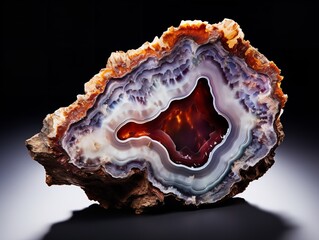 Fototapeta premium Polished Geode Crystal Natural Beauty Isolated on White Background AI Generated