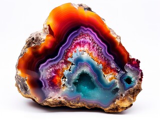 Fototapeta premium Polished Geode Crystal Natural Beauty Isolated on White Background AI Generated