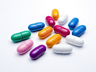 Stack of Colorful Medical Pills Health Treatment Isolated on White Background AI Generated