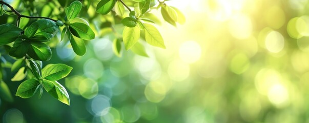 Fototapeta na wymiar Green Leaves: Minimalist Background with Contoured Sun