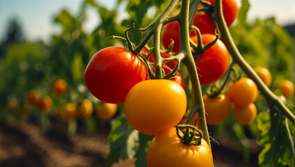 Fresh ripe tomato on the farm