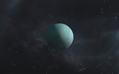 3D illustration of Uranus - Solar system planets set. High quality digital space art in 5K - realistic visualization © Vadimsadovski