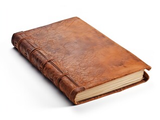 Obraz premium Vintage Leather-Bound Book Isolated on White Background AI Generated