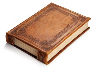 Obraz premium Vintage Leather-Bound Book Isolated on White Background AI Generated
