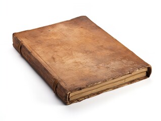 Obraz premium Vintage Leather-Bound Book Isolated on White Background AI Generated