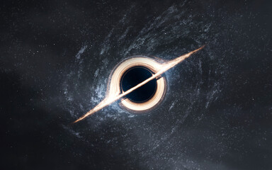 3D illustration of giant Black hole in deep space. High quality digital space art in 5K - realistic visualization © Vadimsadovski