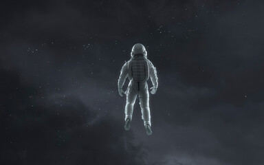 3D illustration of astronaut and deep space clipart. High quality digital space art in 5K - realistic visualization © Vadimsadovski