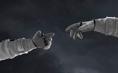 3D illustration of astronaut and deep space clipart. High quality digital space art in 5K - realistic visualization © Vadimsadovski