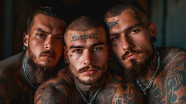 Imagen de pandilleros latinos con tatuajes 