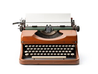 Vintage Typewriter Blank Paper Retro Writing Isolated on White Background AI Generated