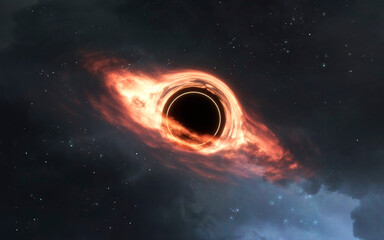 3D illustration of giant Black hole in deep space. High quality digital space art in 5K - realistic visualization © Vadimsadovski