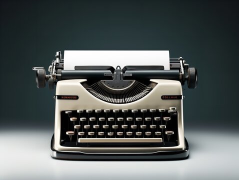 Vintage Typewriter Blank Paper Retro Writing Isolated on White Background AI Generated