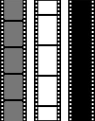 Grunge film strips collection. Old retro cinema movie strip video recording. Vector .