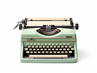 Vintage Typewriter Blank Paper Retro Writing Isolated on White Background AI Generated