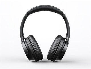 Sleek Black Wireless Headphones Audio Gear Isolated on White Background AI Generated