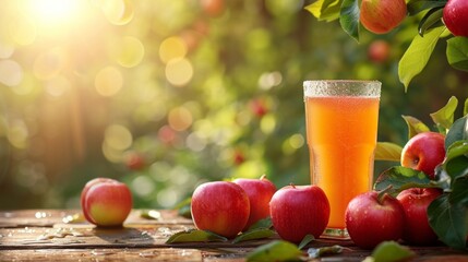 Beautiful background for apple juice advertising