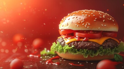 Beautiful background for beef burger advertising