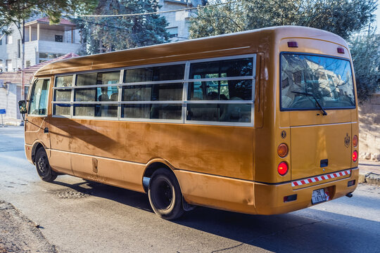 Amman, Jordan - December 23, 2015. Toyota school bus in Amman city