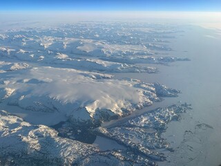 aerial view of mountains in Greenland