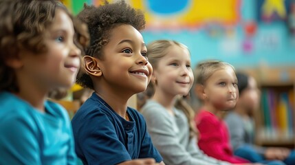 Mix race kids in the classroom