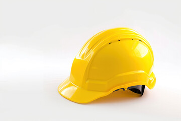 Yellow safety helmet on a white background, Engineering architecture concepts, Banner design