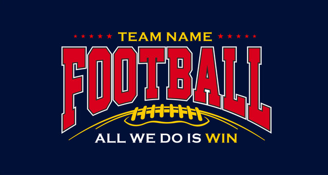 American football team fan vector clipart. Banner, card, flyer, t shirt print design. 
Isolated on dark blue background. 
