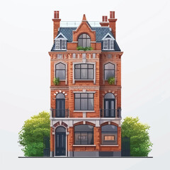Storey brick house. Vector illustration 3.eps, beautiful mult...