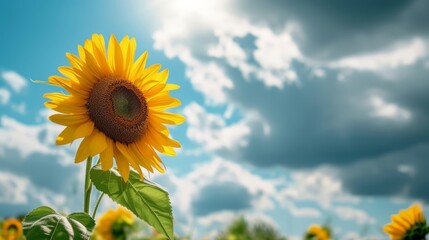 sunflower on a background cloudy sky